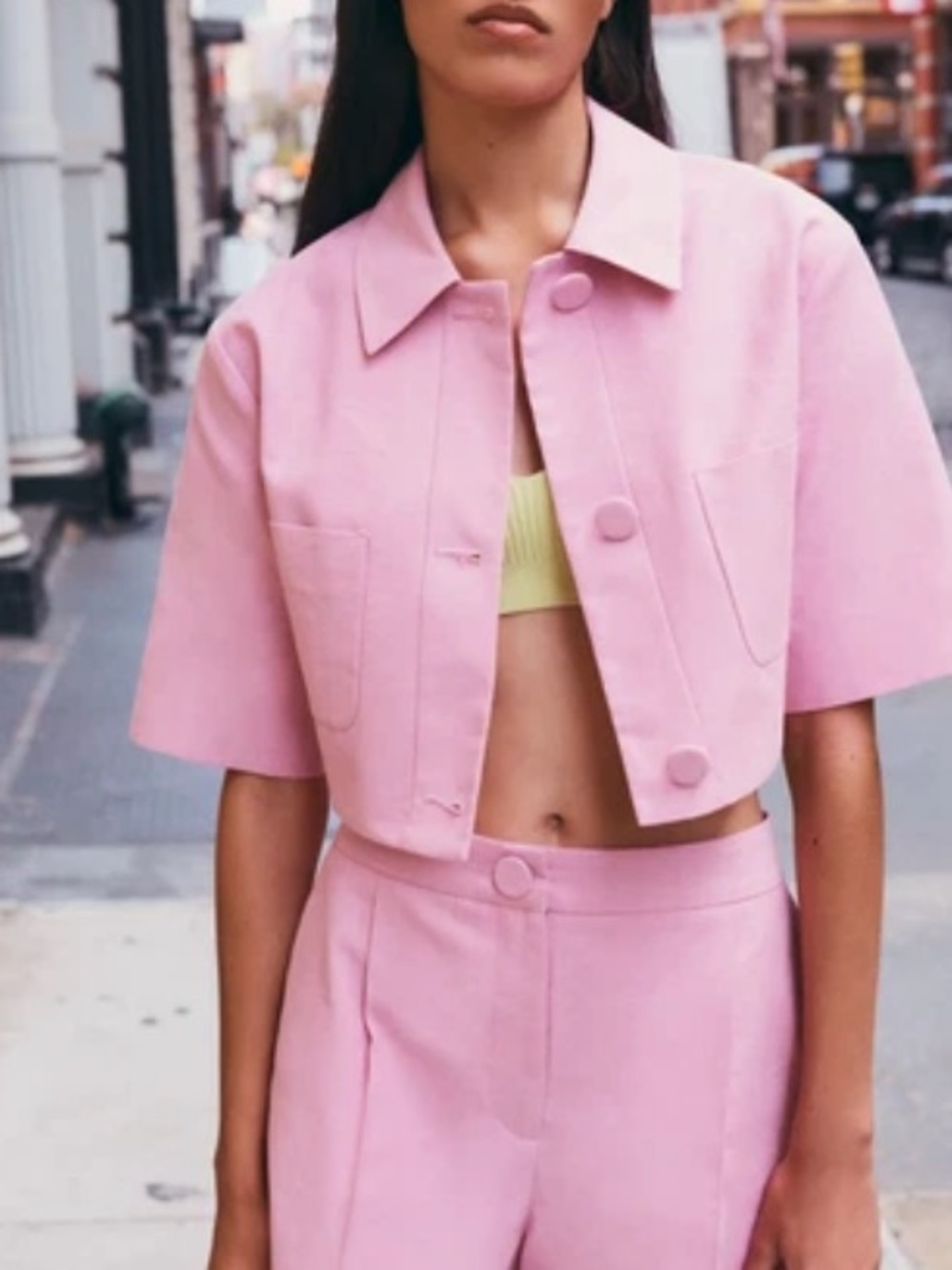 Zara Pink Cropped Jacket